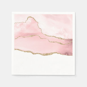 Rosa Agate med Guld Ribbon Elegant Pappersservett