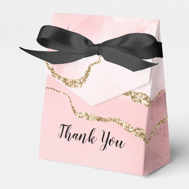 Rosa  Agate med Guld Ribbon Elegant Presentaskar (Framsidan Sidan)