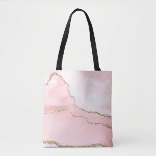 Rosa Agate med Guld Ribbon Elegant Tygkasse