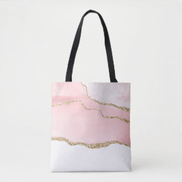 Rosa  Agate med Guld Ribbon Elegant Tygkasse