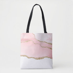 Rosa Agate med Guld Ribbon Elegant Tygkasse