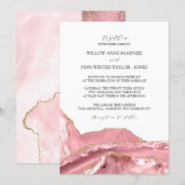 Rosa Agate Modern Bröllop Inbjudningar