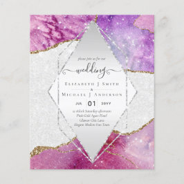 Rosa AGATESparkles bröllopsinbjudningar BUDGET Flygblad