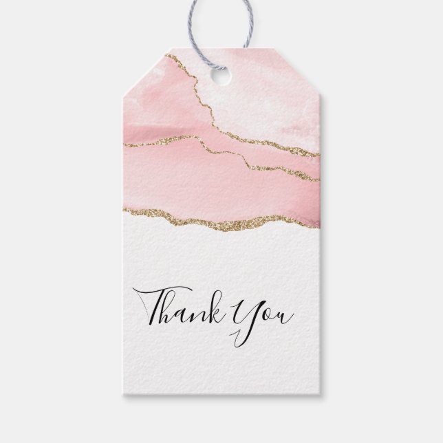 Rosa  Agera med Guld Ribbon Elegant Tack Presentetikett (Framsidan)