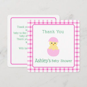 Rosa Ägg Liten Kyckling Flicka Bebis Baby Shower P Tack Kort