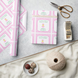 Rosa ägg litet kycklingkläckande flicka baby showe presentpapper