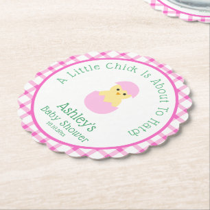 Rosa ägg litet kycklingkläckande flicka baby showe underlägg papper