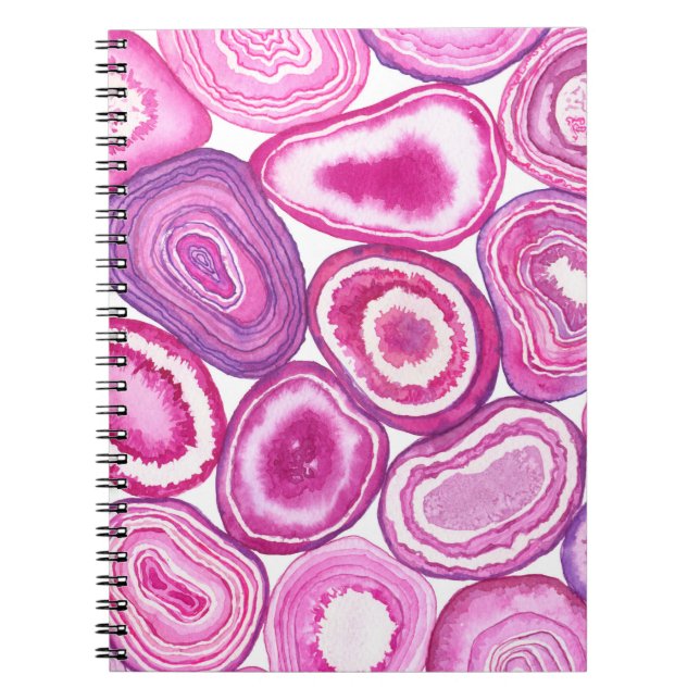 Rosa-agga vattenfärg anteckningsbok med spiral (Framsidan)