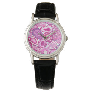 Rosa-agga vattenfärg armbandsur
