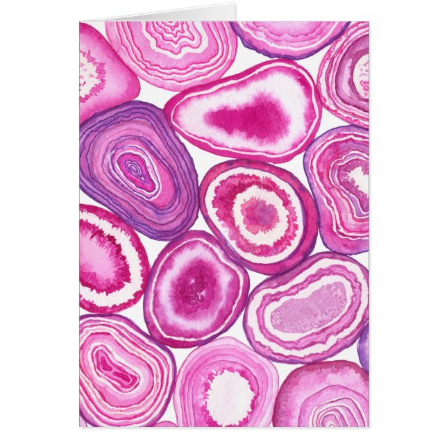 Rosa-agga vattenfärg hälsningskort (Framsidan)