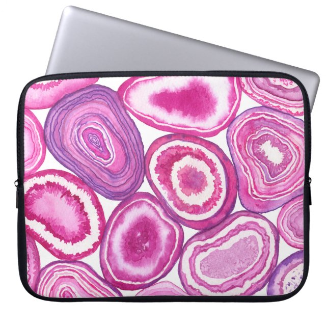Rosa-agga vattenfärg laptop sleeve (Framsidan)