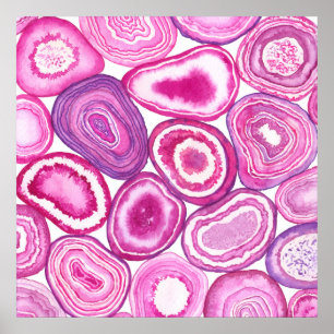 Rosa-agga vattenfärg poster