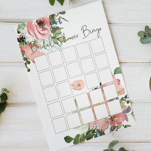 Rosa Äggskalsros Elegant Blommig Bröllopsbingo