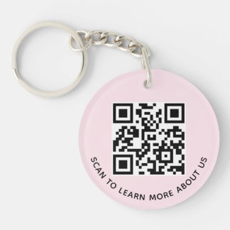 Rosa akryl QR-kod nyckelring Företag Logo Rund