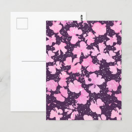 Rosa Akrylfärg Flower Petals Vykort