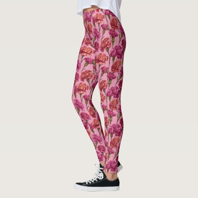 Rosa Aktivt Kläder Nejlikatema Födelsedagspresente Leggings (Vänster)