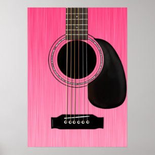 Rosa akustisk gitarr poster