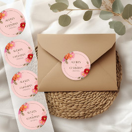 Rosa akvafargspoppel-klistermärke för bröllop runt klistermärke