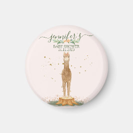 Rosa akvarell-alpacka-babyshower magnet