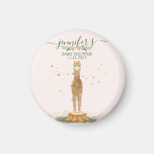 Rosa akvarell-alpacka-babyshower magnet