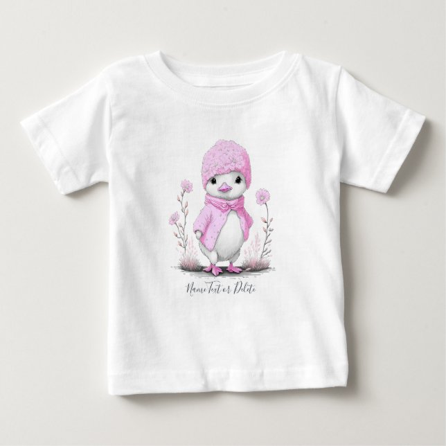 Rosa akvarell-anka baby t-shirt (Framsida)