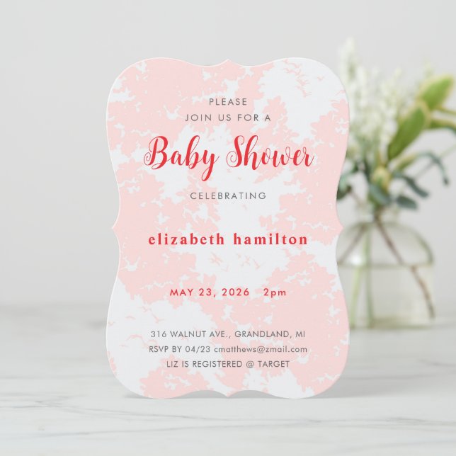 Rosa akvarell-baby shower-inbjudan inbjudningar (Stående Fram)