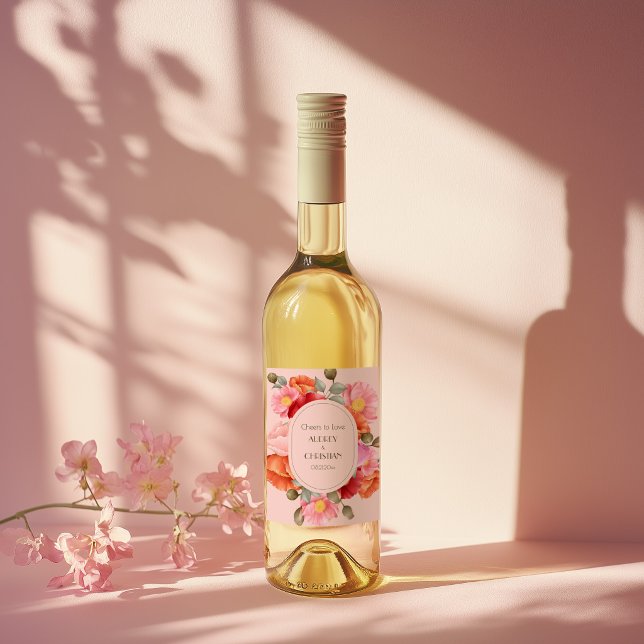 Rosa akvarell bröllop vin etikett set (Skapare uppladdad)