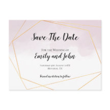 Rosa akvarell guld geometrisk spara datum