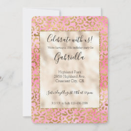 Rosa akvarell guld leopardtryck inbjudningar