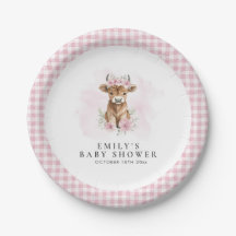 Rosa akvarell Highland Cow Flicka Baby Shower
