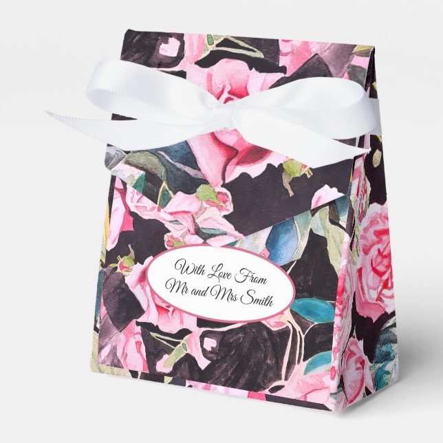 Rosa akvarell kål vintage bröllop presentaskar (Framsidan Sidan)