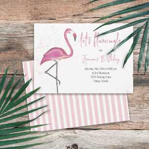 Rosa akvarell Let's Flamingle Söt Flamingo Inbjudningar