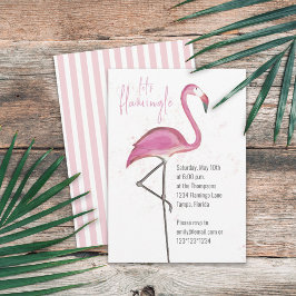 Rosa Akvarell Let's Flamingle Söt Flamingo Inbjudningar