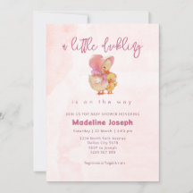 Rosa akvarell liten ankunge flicka baby shower