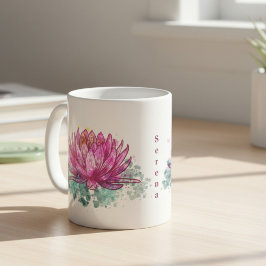 Rosa akvarell Lotusblomma med namn Kaffemugg