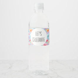 Rosa akvarell med budskap vattenflaskor etikett