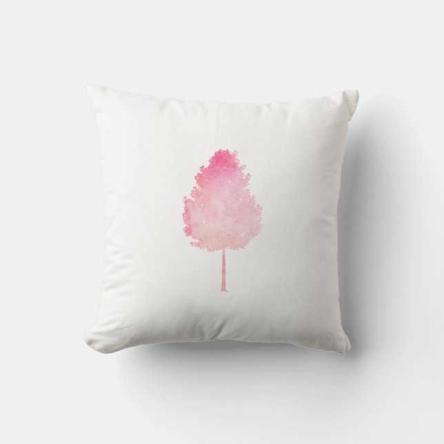 Rosa akvarell modernt träd natur kudde (Framsida)