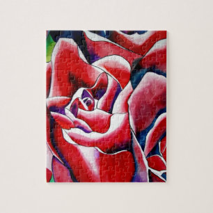 Rosa akvarell original konst rosor pussel