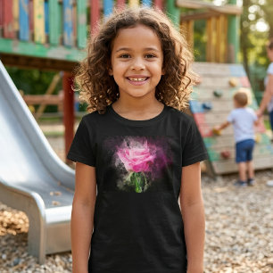 Rosa akvarell på svart bakgrund t shirt
