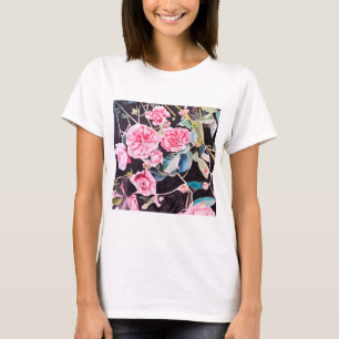 Rosa akvarell rosor blommor blomsterkonst t shirt