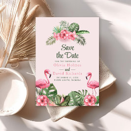 Rosa akvarell Tropisk Flamingo Spara datum Inbjudningar