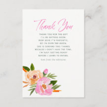 Rosa akvarell vilda blommor Baby Shower Tack kort