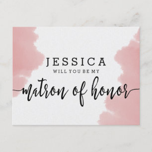 Rosa akvarell Vill du vara min brudtjänsteflicka Inbjudningar