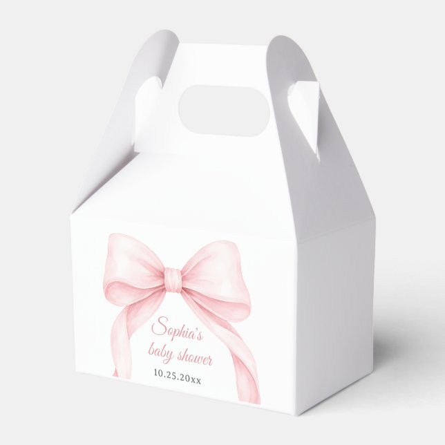 Rosa akvarellbåge baby shower presentaskar (Framsidan Sidan)