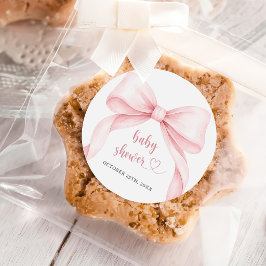 Rosa akvarellbåge baby shower runt klistermärke