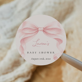 Rosa akvarellbåge baby shower runt klistermärke