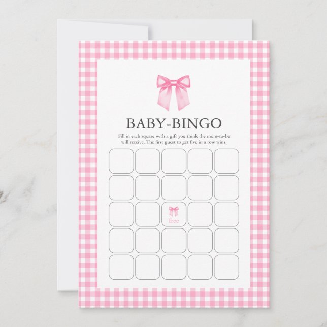 Rosa akvarellbåge Bebis-bingo-kort Inbjudningar (Framsida)