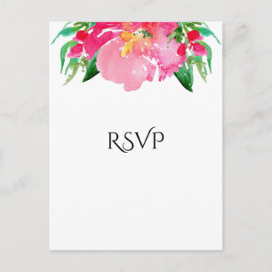 Rosa akvarellblomma Blommig Chic Bröllop RSVP Inbjudan Vykort