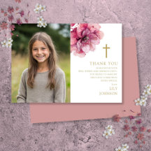 Rosa akvarellblomma Foto Första kommunion