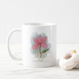 Rosa akvarellblomma Kärlek Kaffemugg